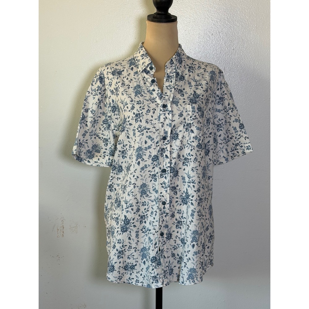 Rails Carson Desert Rose India Ink Floral Linen Blend Shirt men's Large Vacation